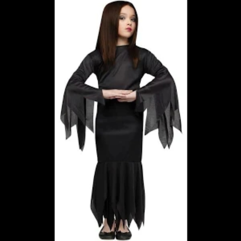 NWT Fun World Girls Morticia Adams Costume